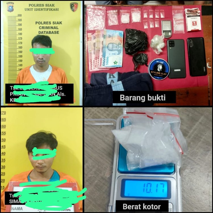 Tim Opsnal Satres Narkoba Polres Siak Amankan Dua Orang Pria Diduga Pelaku Penyalahgunaan Narkotika.
