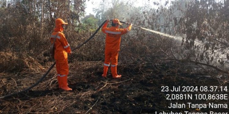 Hari Ketiga, Satgas BPBD Rohil dan Tim Gabungan Terus Berjuang Padamkan Api