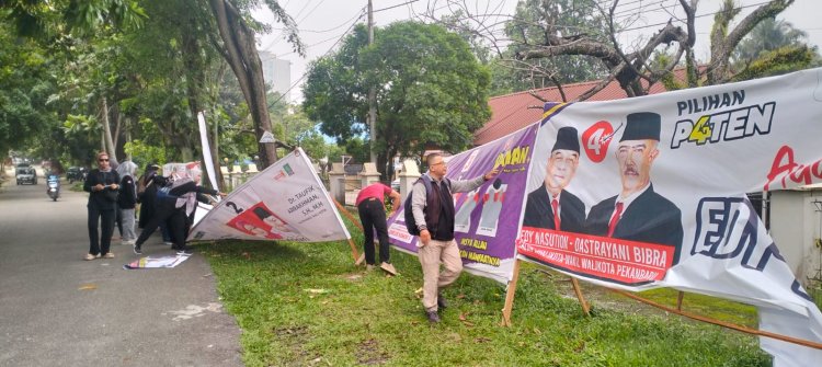 Masa Tenang: KPU, Bawaslu, dan Satpol PP Pekanbaru Bersinergi Tertibkan APK Paslon Pilkada 2024