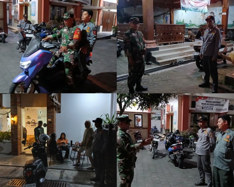 Patroli Malam Koramil 03/Serengan Bersama Linmas Jaga Kamtibmas Surakarta