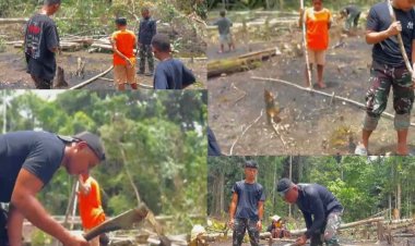 Satgas Yonif 763/SBA dan Warga Joshiro Tanam Sayur Meriahkan HUT TNI ke-80