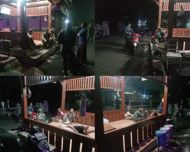 Babinsa Sambi dan Linmas Gelar Patroli Rutin Jaga Kamtibmas Boyolali