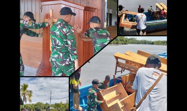 Satgas Yonif 123/Rajawali Bantu Kursi untuk GKI Kairos Basim