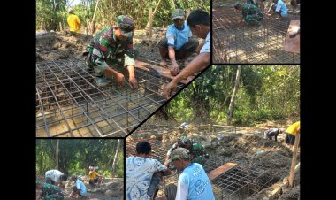 Jembatan Garuda Boyolali Dikebut, TNI dan Warga Gotong Royong Anyam Besi