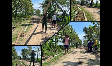 Satgas TMMD Sragen Pasang Bekisting Jalan Desa Puro