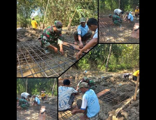 Jembatan Garuda Boyolali Dikebut, TNI dan Warga Gotong Royong Anyam Besi