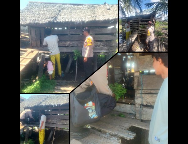Polsek Merbau Cek Ternak Kambing Dukung Ketahanan Pangan
