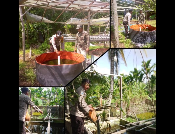 Polsek Merbau Dukung Ketahanan Pangan Lewat Sambang Peternak Ikan