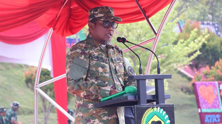 Bupati Pelalawan H Zukri Misran Selaku Inspektur Upacara Dalam Apel Pembukaan TMMD ke-129 TA 2026
